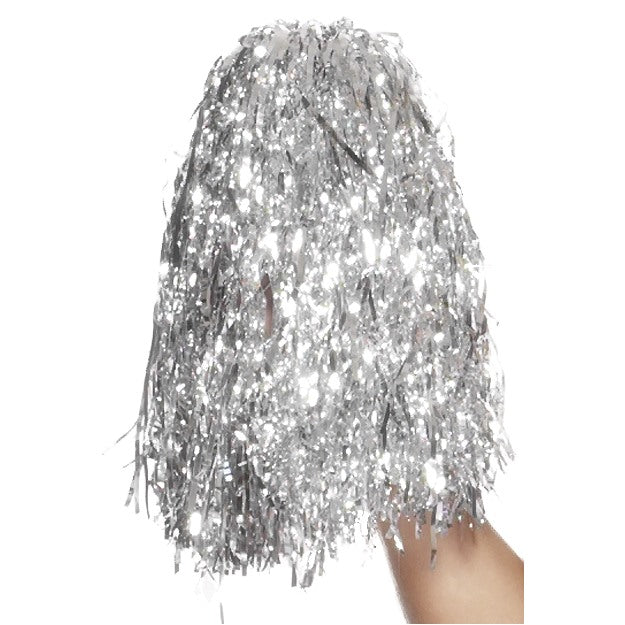 Cheerleading Pom Poms Cheerleader Fancy Dress Accessory Metallic Girls Ladies