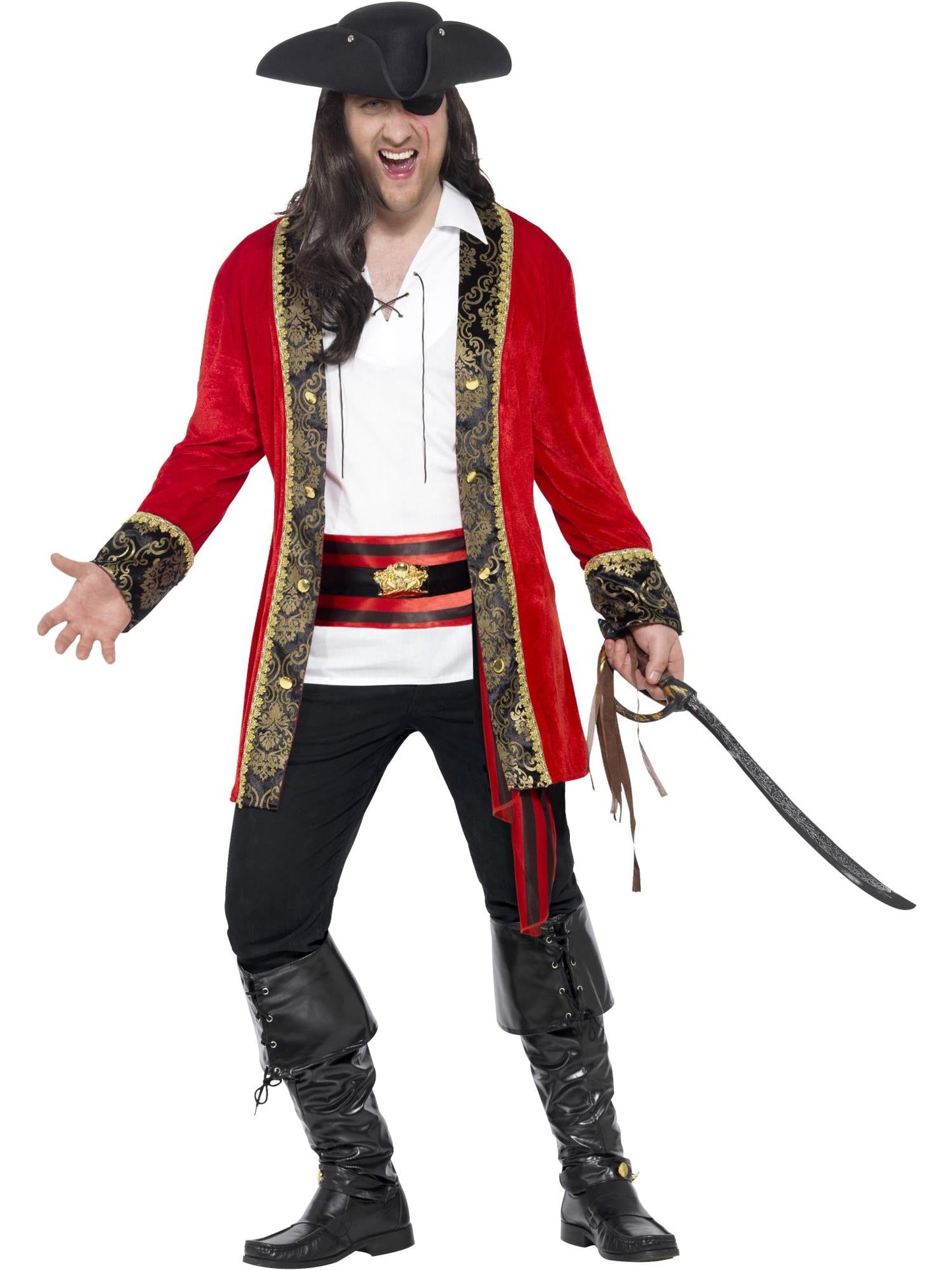 Adult Pirate Captain Costume Plus Size Mens Buccaneer Fancy Dress Outfit L-XXXL