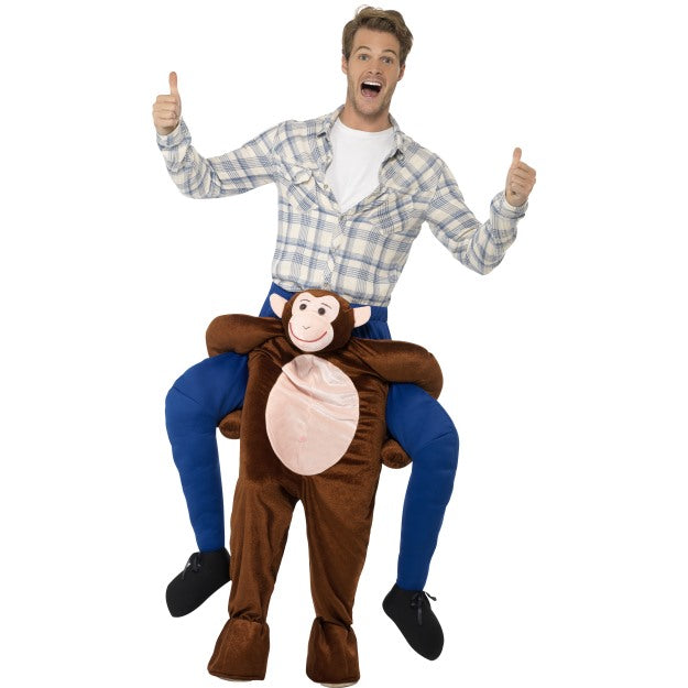 Piggyback Monkey Costume Mock Legs Adults Fancy Dress Outfit Animal Mens Ladies