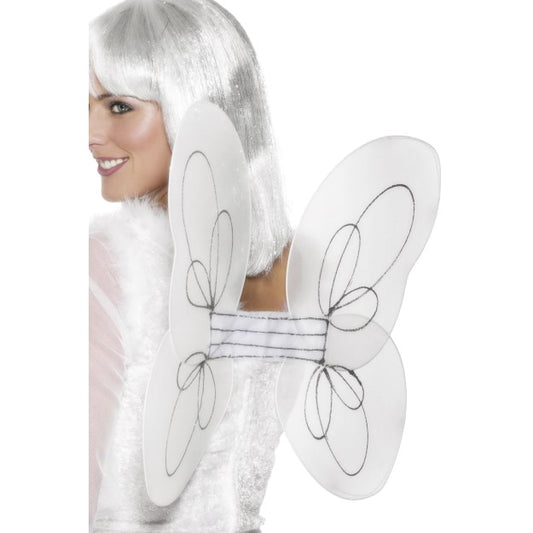 White Silver Angel Wings Fairy Glitter 50 x 30cm Adults Fancy Dress Accessory