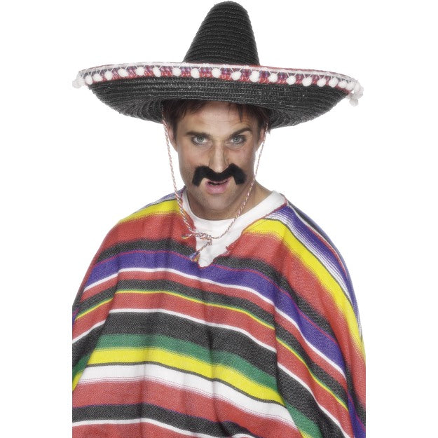 Black Mexican Sombrero Hat Wild West Cowboy Bandit Fancy Dress Accessory