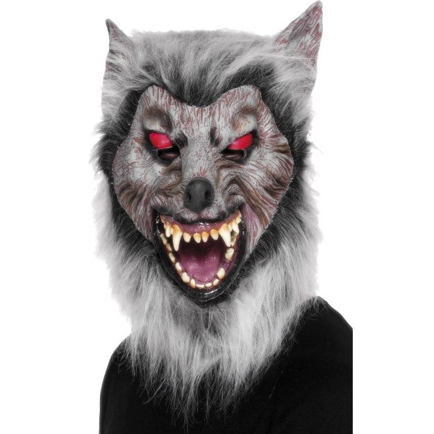 Werewolf Mask Mens Halloween Wolf Fancy Dress Face Mask Grey