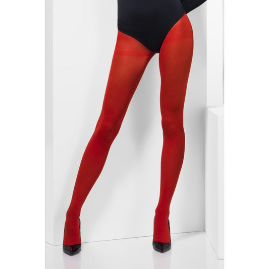 Red Tights Opaque 15 Denier Ladies Devil Temptress Fancy Dress Accessory