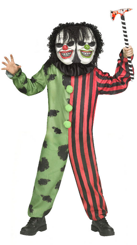 Two Headed Clown Boys Funworld Fancy Dress Clowns Outfit Halloween Kids