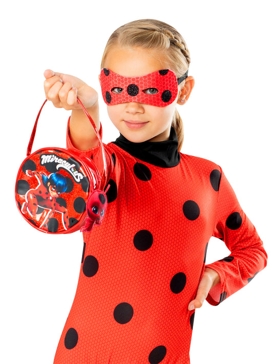 Official Kids Miraculous Ladybug Spotted Mask Bag Costume Accessory Set