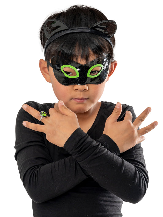 Cat Noir Accessory Set Kids Halloween Licensed Fancy Dress Kit Superhero