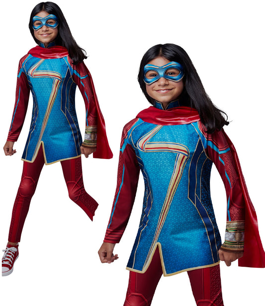 Ms. Marvel Girls Costume Super Hero Book Day Fancy Dress Outfit Kids