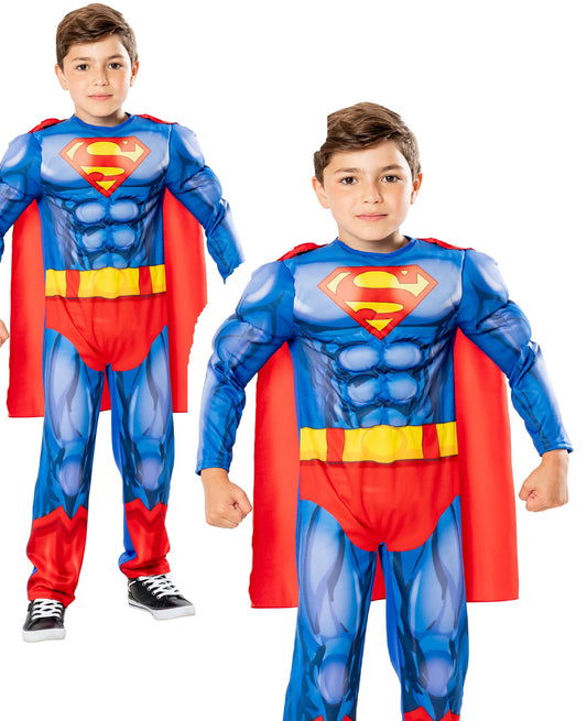 Boys Superman Costume Marvel Superhero Comic Book Fancy Dress Kids