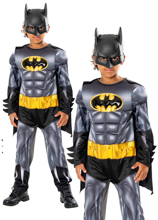 Refresh Metallic Batman Kids Deluxe Licensed Fancy Dress Super Hero Outfit