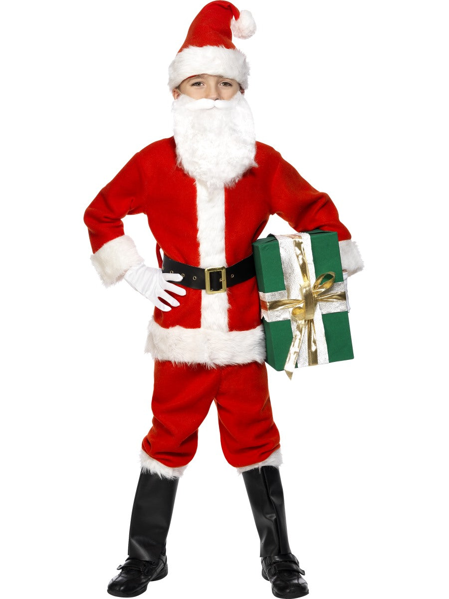 Childrens Deluxe Santa Costume Boys Father Christmas Kids Fancy Dress New