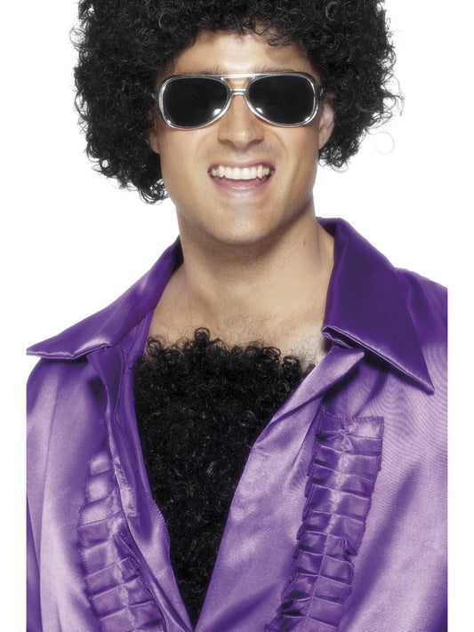Deluxe Stick On Hairy Chest Mens 1970s Disco Stag Fancy Dress Accessory New