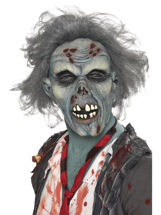 Adult Latex Decaying Zombie Mask + Hair Halloween Fancy Dress Costume