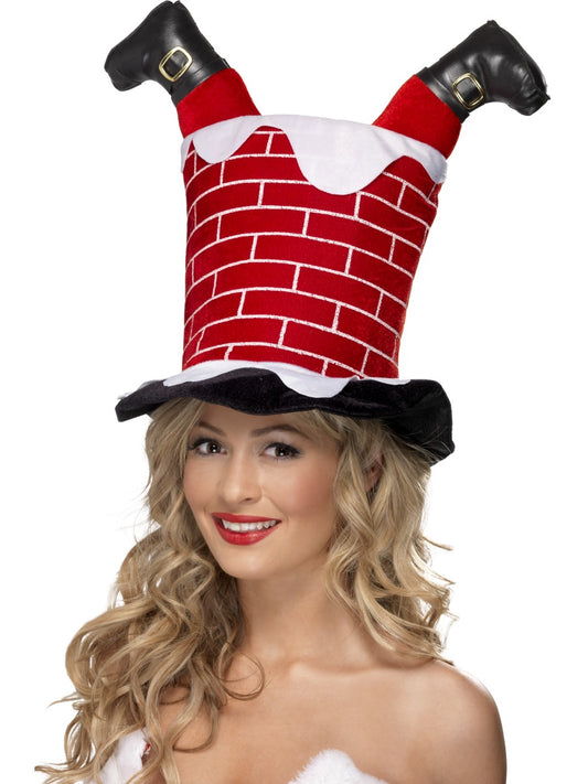 Santa Stuck in Chimney Hat Christmas Party Novelty Hat Fancy Dress Accessory