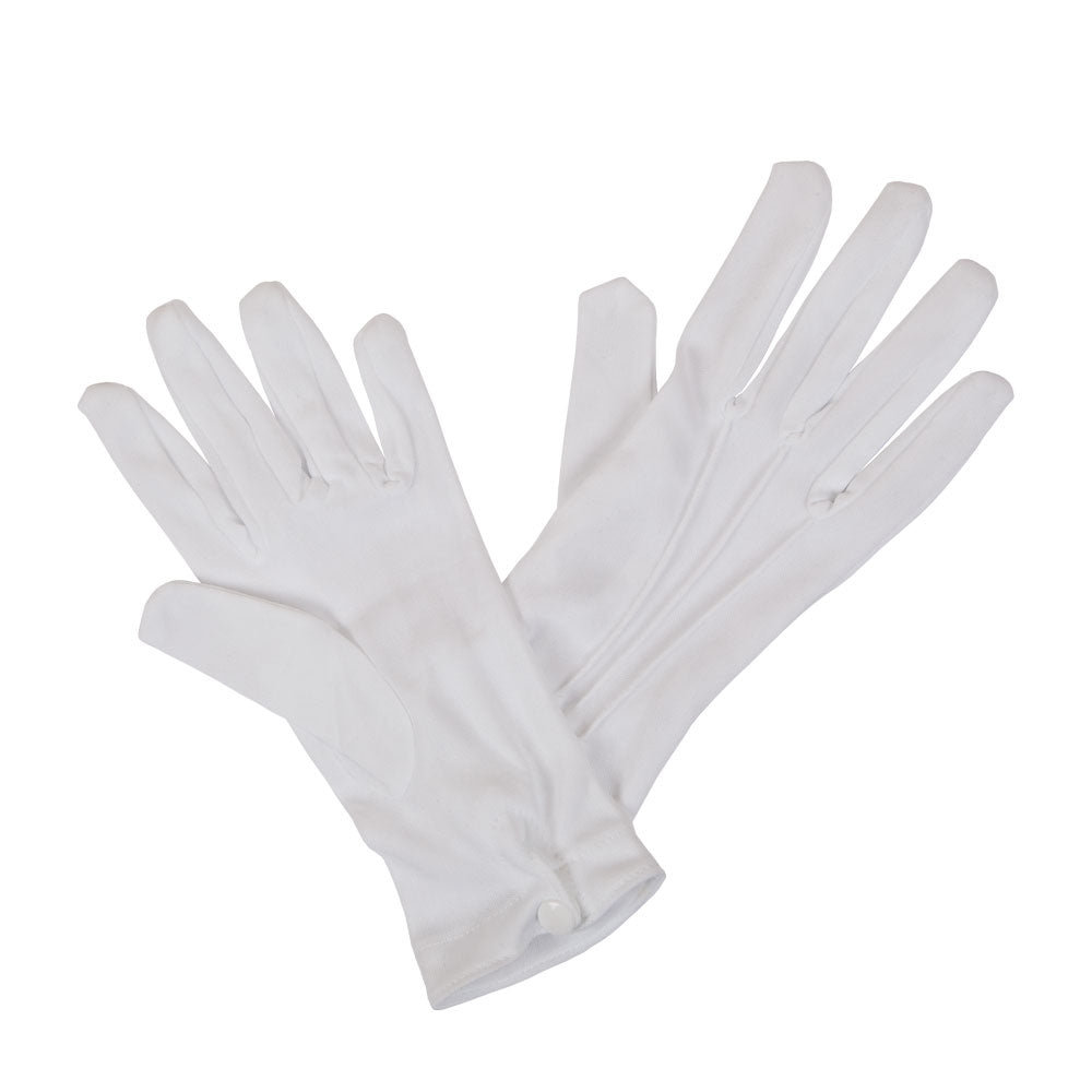 Gents White Gloves Snap Wrist Close 