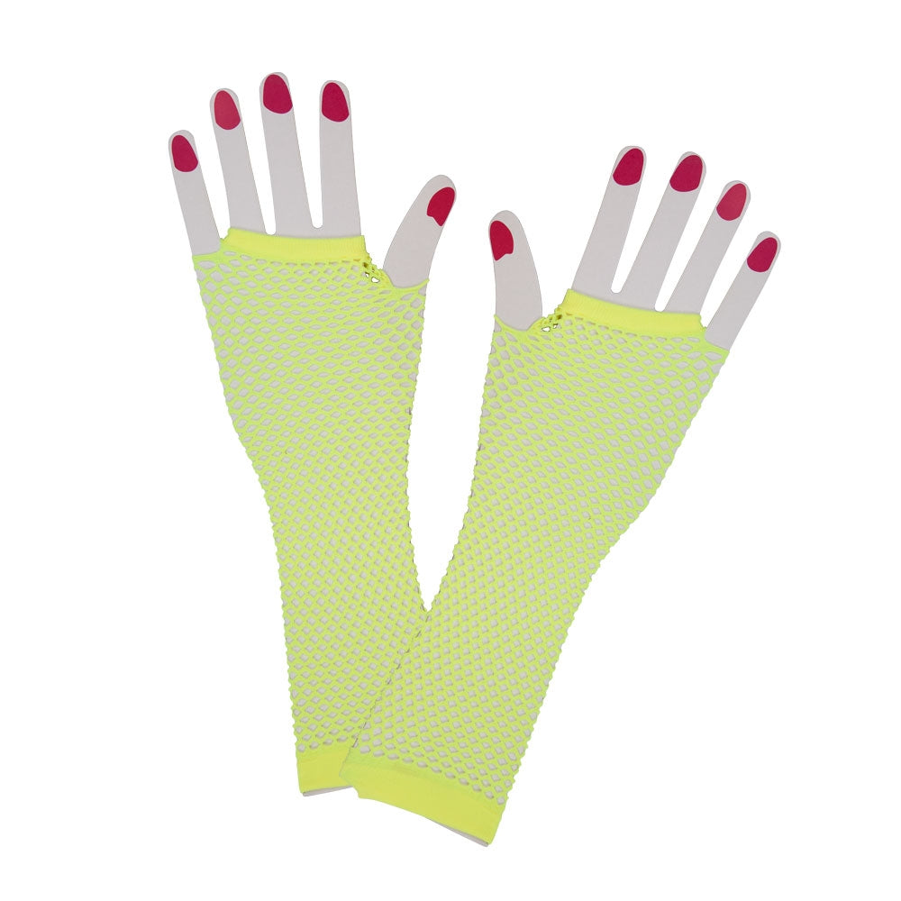 Long Fishnet Neon Gloves