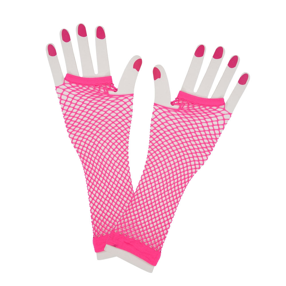 Long Fishnet Neon Gloves