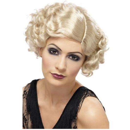Blonde Short Curly Flapper Wig Gangster Mafia Maul Ladies Fancy Dress