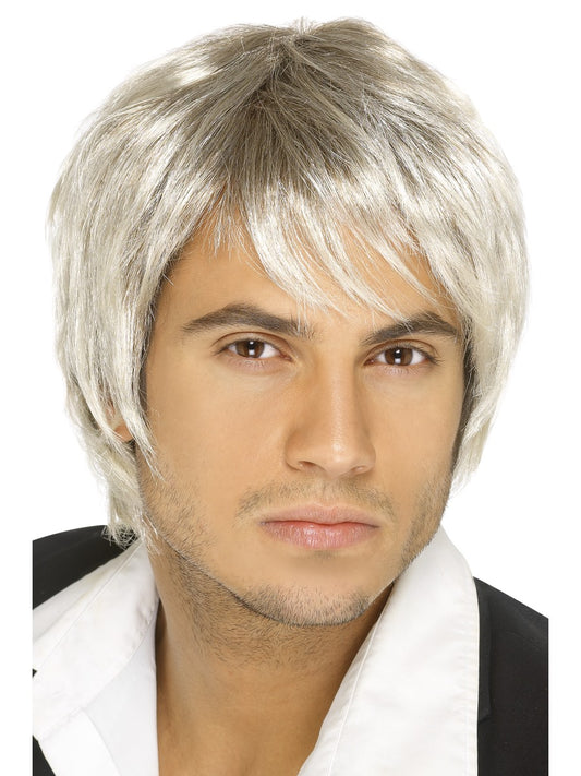 Boy Band Wig Light Blonde Mens Pop Star Celebrity Fancy Dress Accessory