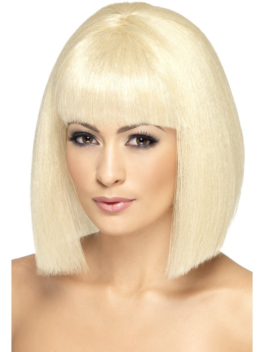 Short Blonde Blunt Bob Wig Ladies Coquette 60s 70s Fancy Dress Wig Blonde Straight