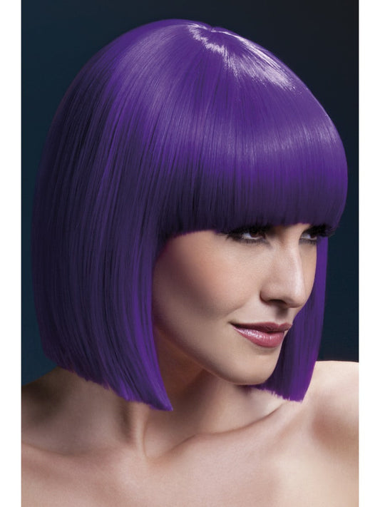 Heat Resistant Wig Washable Styleable Ladies Wig Fancy Dress Purple Lola Bob Wig 30cm