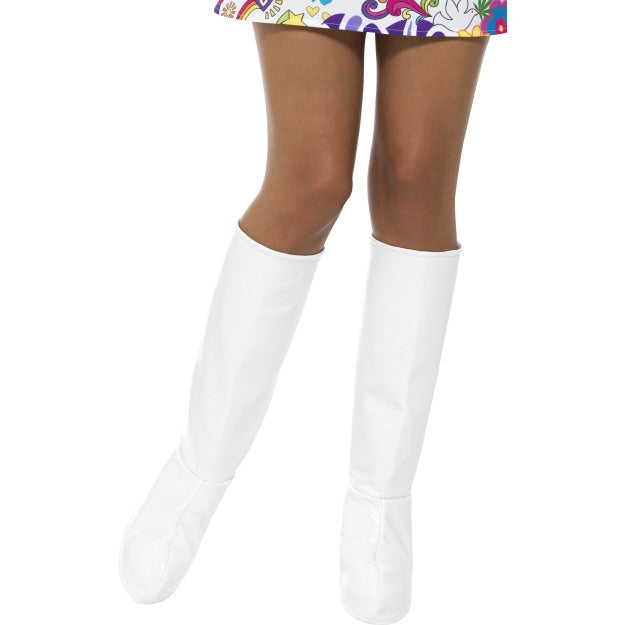 60s 70s PVC Gogo Boot Covers Knee High Ladies Fancy Dress Accessory
