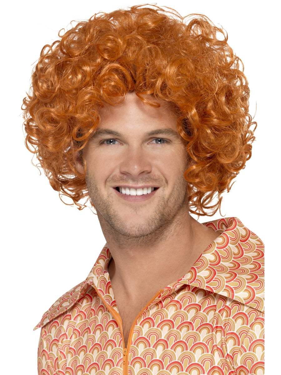 Ginger Afro Wig Mens 1970s Disco Fancy Dress Wig 70s Afro