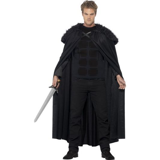Game of Thrones Costume Mens Dark Barbarian Jon Snow Fancy Dress Cloak New