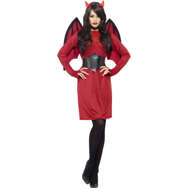 Ladies Economy Devil Costume Adult Demon Fancy Dress Outfit Size 8-18