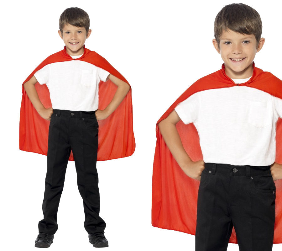 Red Childrens Cape Superhero Fancy Dress Kids Accessory One Size