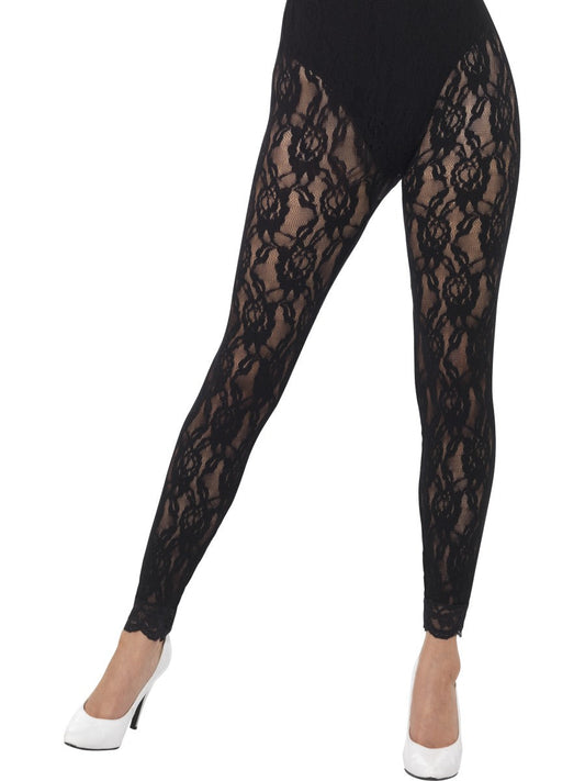 80's Lace Leggings Black