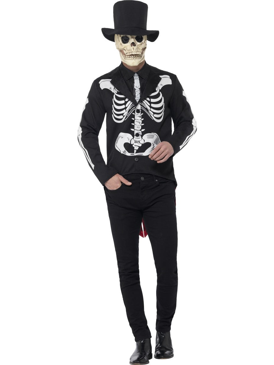 Adult Day of the Dead Senor Skeleton Costume Halloween Mens Bond Fancy Dress New