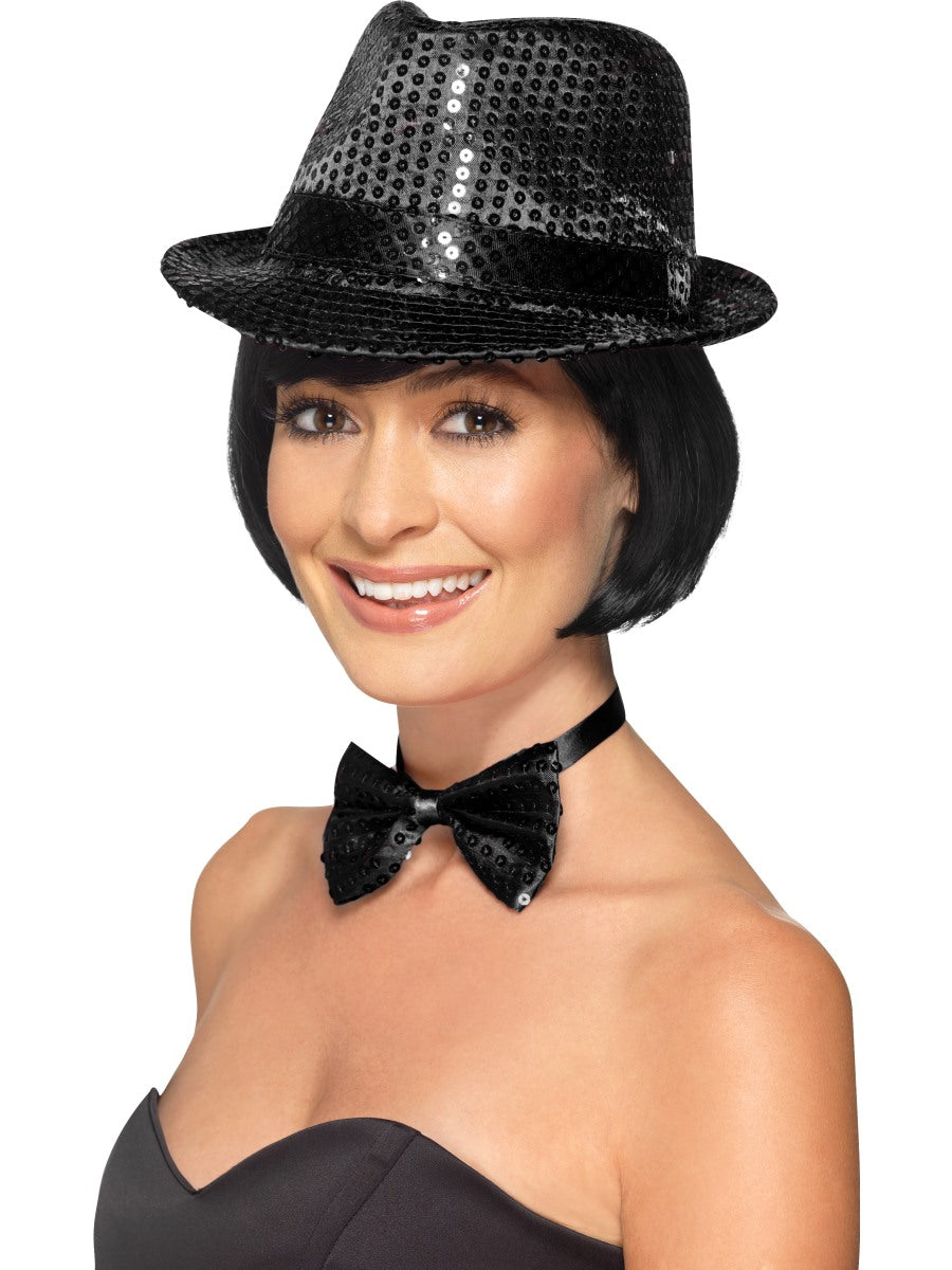 Sequin Trilby Hat Ladies Showgirl 1920s Butlins Style Fancy Dress Hat
