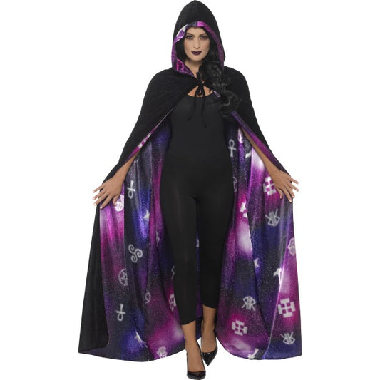 Deluxe Reversible Galaxy Oujia Cape Ladies Halloween Fancy Dress Accessory