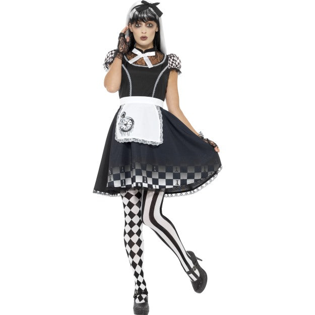 Womens Gothic Alice Wonderland Fairytale Halloween Adult Fancy Dress UK 4-22