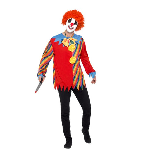 Creepy Clown Kit Mens Scary Horror Halloween Fancy Dress Costume + Mask