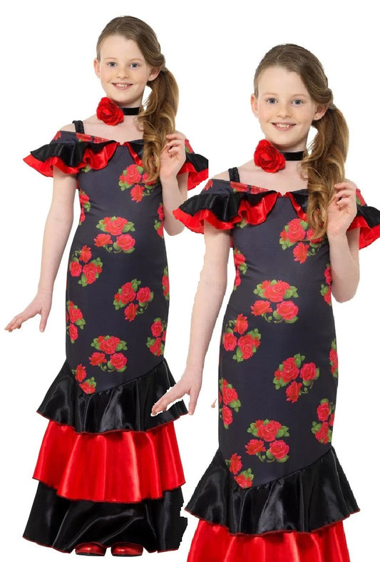 Flamenco Girl Costume, Black & Red