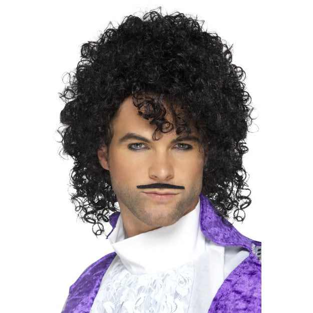 80's Purple Musician Wig n Tash