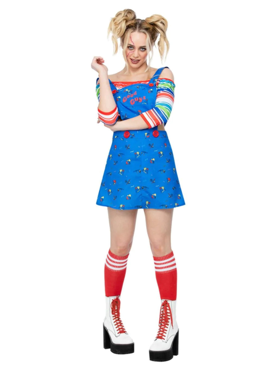 Ladies Chucky Costume Licensed Doll Childs Play Halloween Fancy Dress