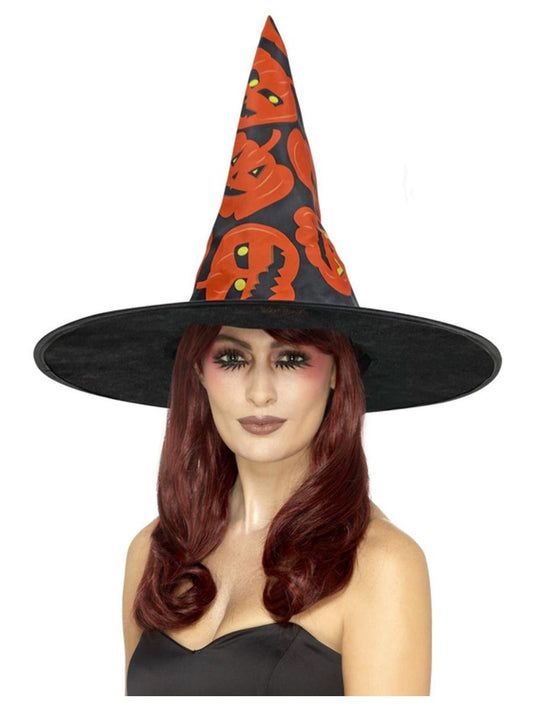 Pumpkin Witch Hat Ladies Halloween Witches Hat Fancy Dress Accessory