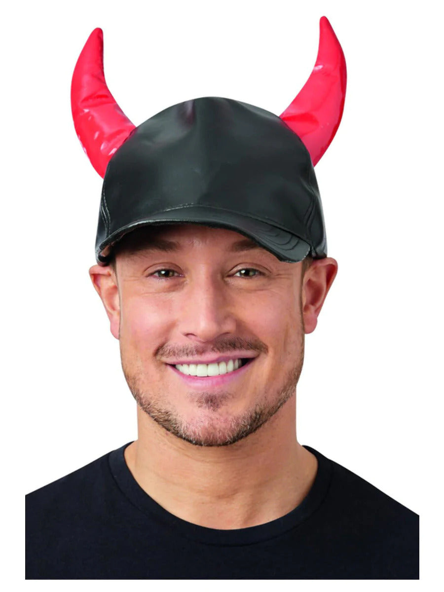 Devil Cap With Horns Adults Halloween Fancy Dress Accessory Mens Ladies Hat