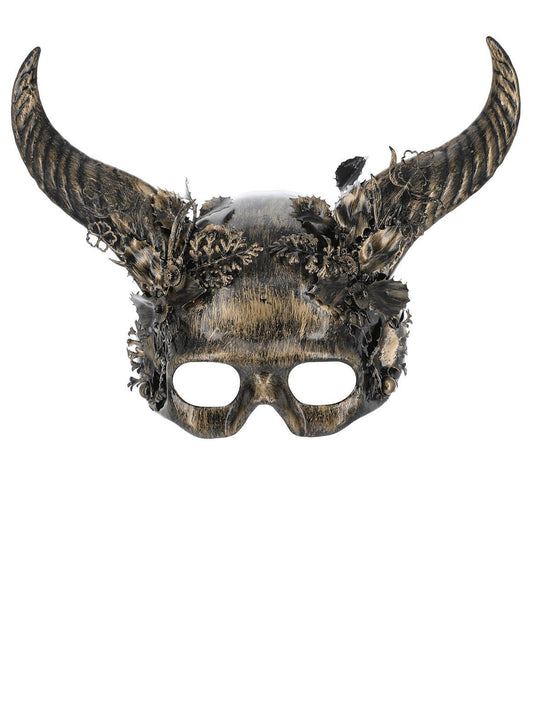 Deluxe Gold Horned Masquerade Mask Adults Halloween Fancy Dress Devil