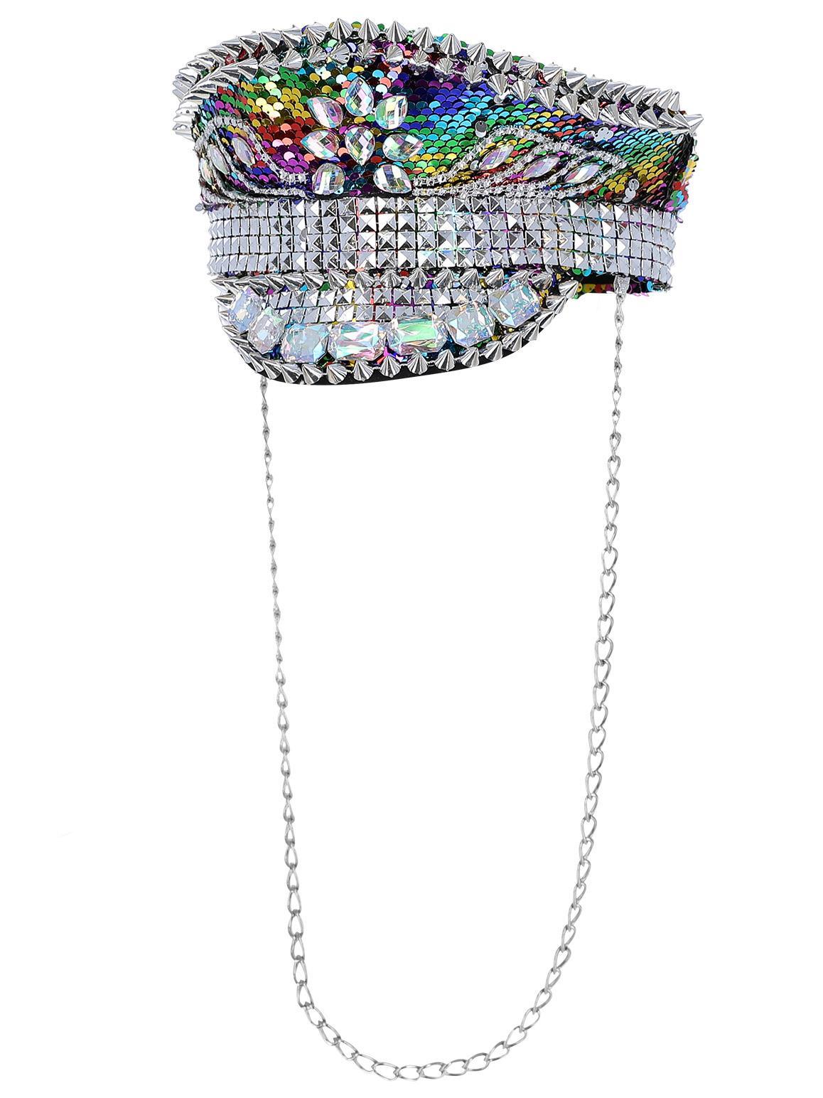 Fever Deluxe Sequin Studded Captains Hat