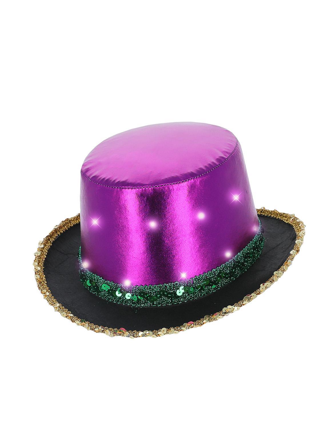 LED Light Up Metallic Top Hat