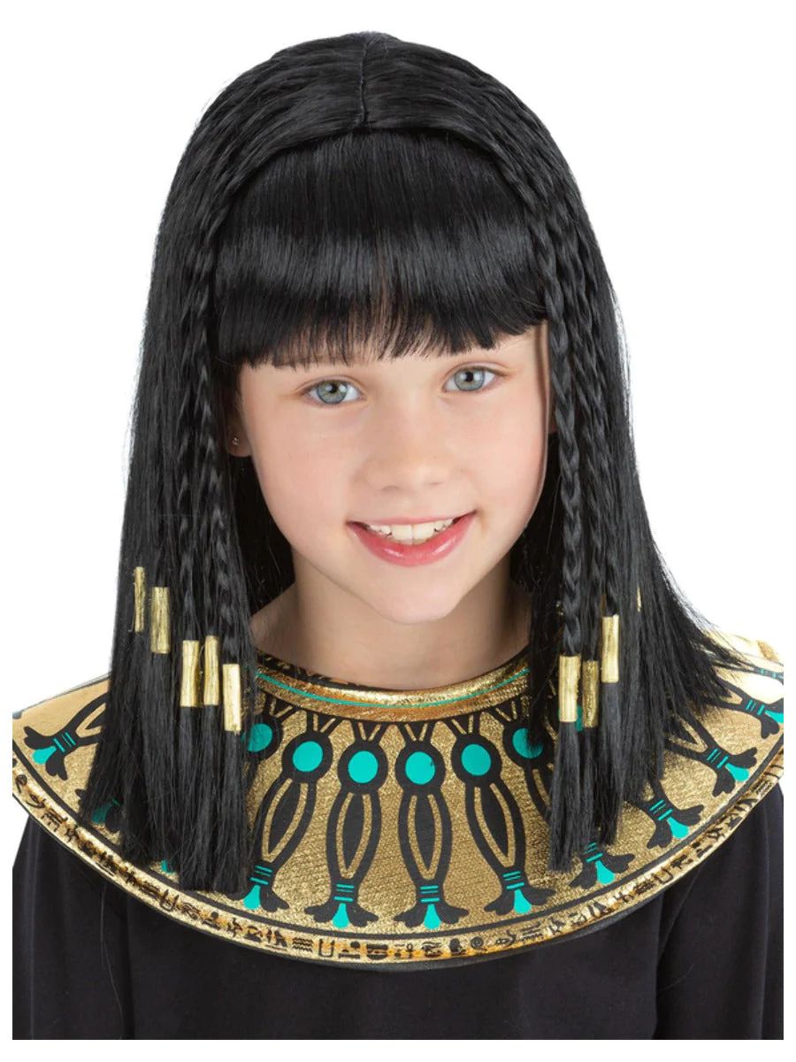 Cleopatra Wig Girls Egyptian Wig Kids Fancy Dress Accessory Queen Black Braided Wig
