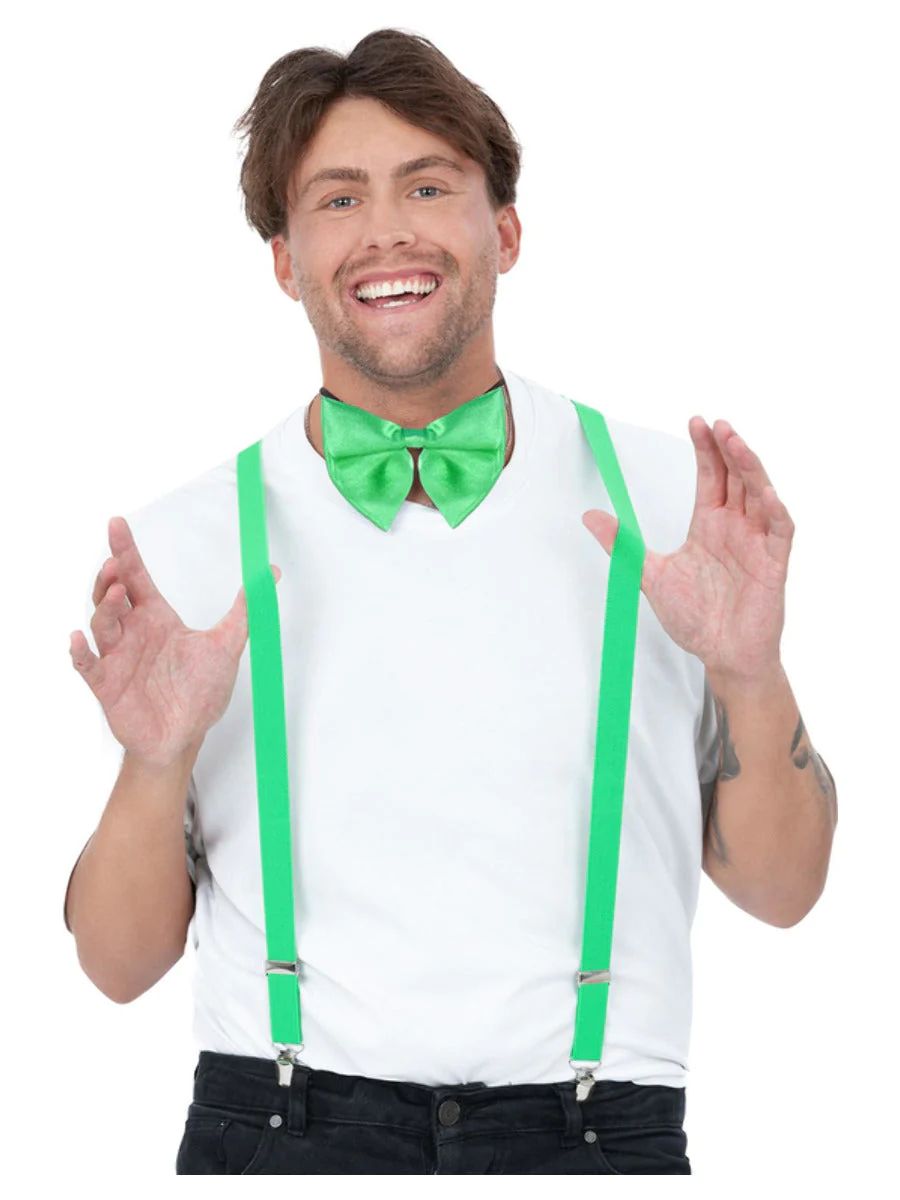 Bow Tie & Braces Kit Green St Patricks Paddys Day Fancy Dress Irish