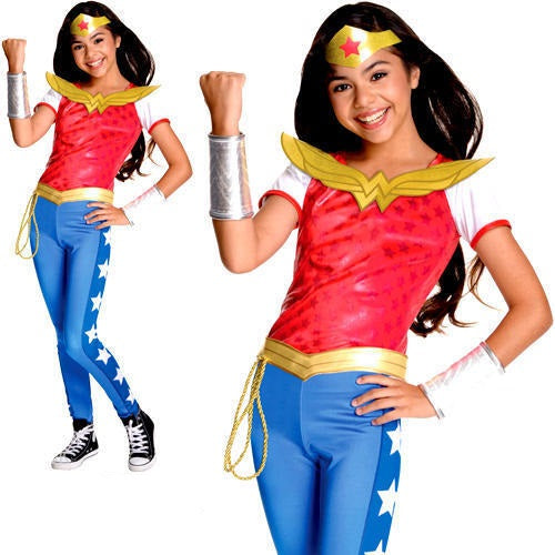 Deluxe Wonder Woman Costume Girls Superhero Comic Book Fancy Dress