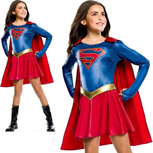 Supergirl Tv Series Costume Girls Comic Book Fancy Dress Outfit Superhero