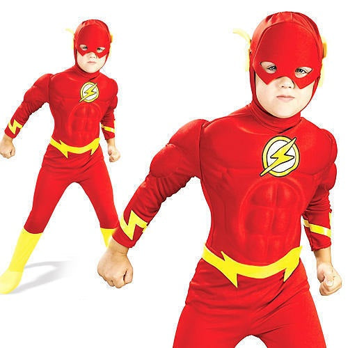 Deluxe Flash Costume Superhero Kids Fancy Dress Comic Book Boys DC