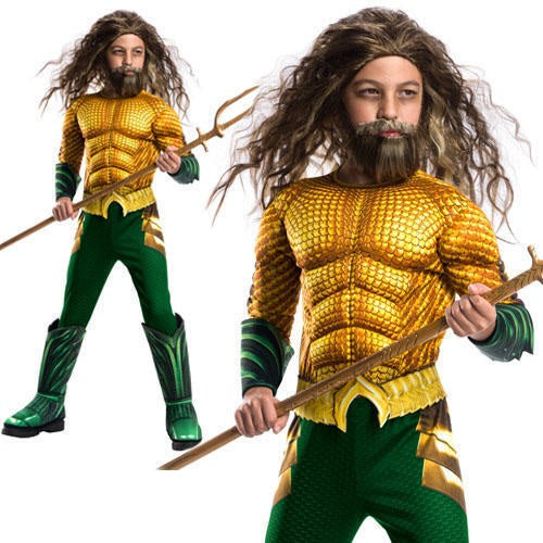 Aquaman Deluxe Costume Superhero Comic Book Fancy Dress Boys Outfit