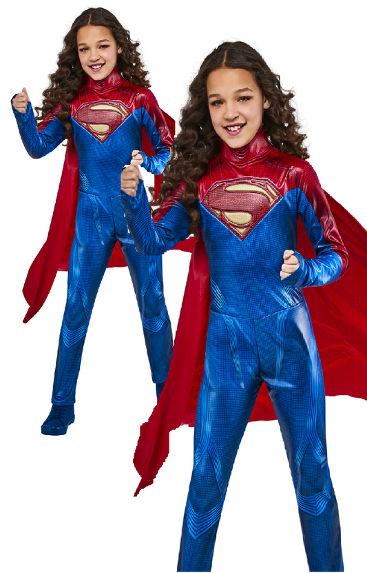 Girls Supergirl Costume TV Book Day Kids Fancy Dress Superhero Outfit